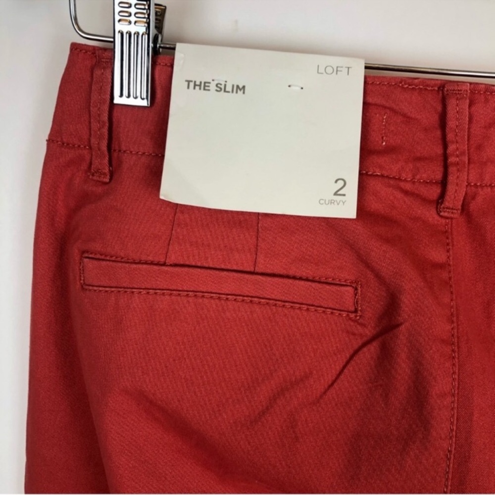 LOFT The Slim Curvy Women’s Size 2 Denim Jeans New with Tags Coral Salmon color - Picture 8 of 11